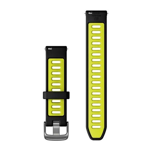 Швидкозмінні ремінці Garmin Forerunner 265S Collection (18 мм) силіконові, чорні/жовті із фурнітурою грифельного кольору 010-11251-A3 фото