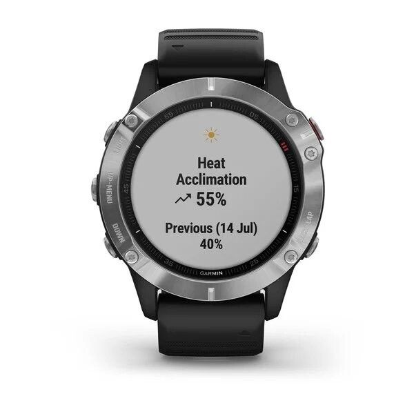 Смарт-часы Garmin fenix 6 серебристые с черным ремешком 010-02158-00 фото