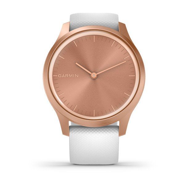 Смарт-часы Garmin vivomove Style с розово-золотистым корпусом и белым ремешком 010-02240-20 фото