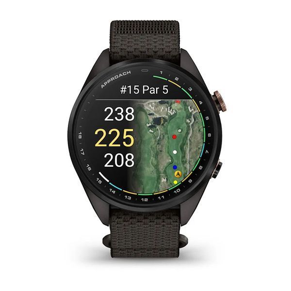 Смарт-годинник Garmin Approach S72 (43 мм) карбоново-сірий DLC титан бронзовий/сірий тканинний ремінець ComfortFit 010-04147-02 фото