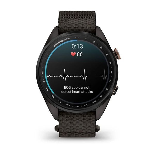 Смарт-годинник Garmin Approach S72 (43 мм) карбоново-сірий DLC титан бронзовий/сірий тканинний ремінець ComfortFit 010-04147-02 фото
