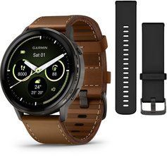 Смарт-годинник Garmin Venu 4 (45 мм) сланцевий з чорним силіконовим ремінцем та коричневим шкіряним 010-03014-03 фото