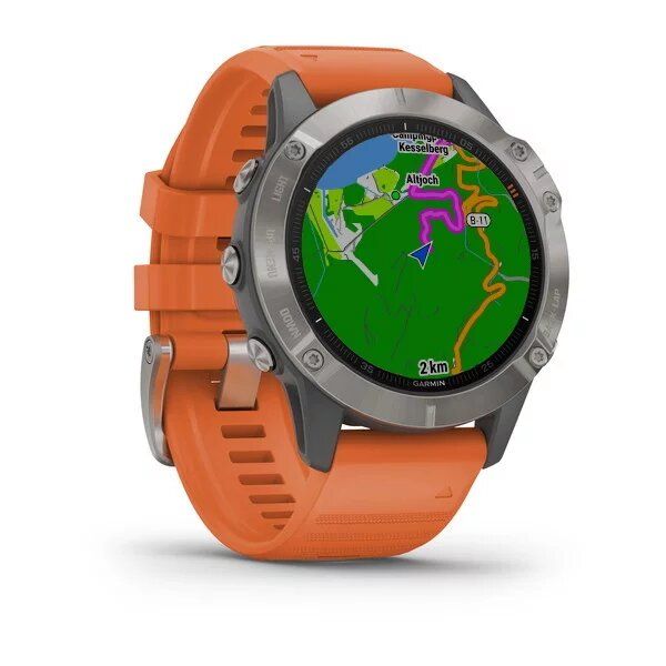 Смарт-часы Garmin fenix 6 Pro Sapphire титановые с темно-оранжевым ремешком 010-02158-14 фото