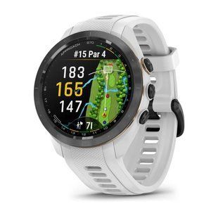 Смарт-годинник Garmin Approach S70 (42 мм) з чорним керамічним безелем та білим ремінцем 010-02746-10 фото