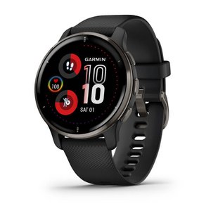 Смарт-годинник Garmin Venu 2 Plus чорний з графітовим безелем і силіконовим ремінцем 010-02496-11 фото