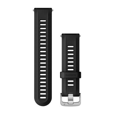 Змінні ремінці для смарт-годинника Garmin Forerunner 955 Collection (22 мм) силіконові, чорні із сріблястою фурнітурою 010-11251-3U фото
