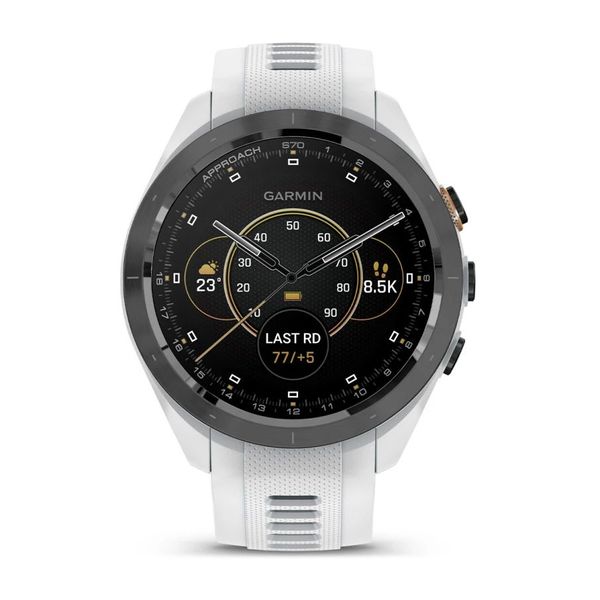 Смарт-годинник Garmin Approach S70 (42 мм) з чорним керамічним безелем та білим ремінцем 010-02746-10 фото