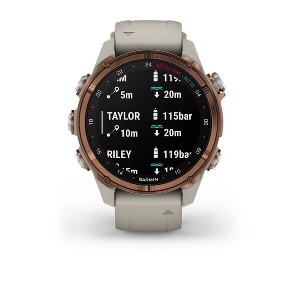 Смарт-годинник Garmin Descent Mk3i (43 мм) бронзовий PVD титановий із силіконовим ремінцем кольору французький сірий 010-02753-14 фото