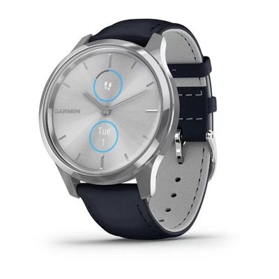 Смарт-часы Garmin vivomove Luxe с серебристым корпусом и темно-синим ремешком 010-02241-20 фото