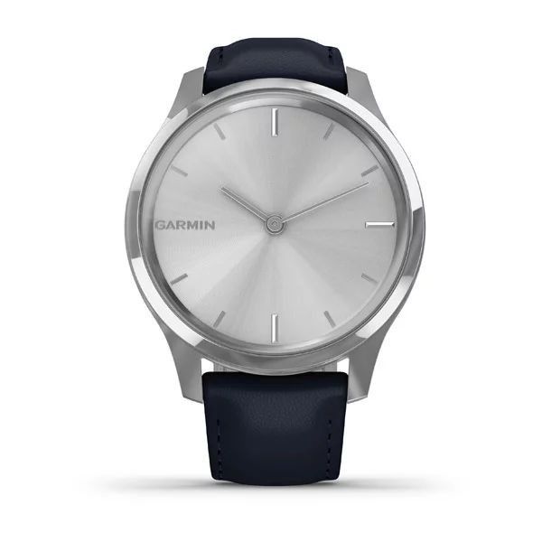 Смарт-годинник Garmin vivomove Luxe зі сріблястим корпусом та темно-синім ремінцем 010-02241-20 фото