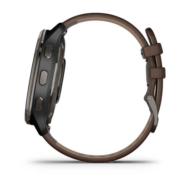 Смарт-часы Garmin Venu 2 Plus графитовые с коричневым кожаным ремешком 010-02496-15 фото