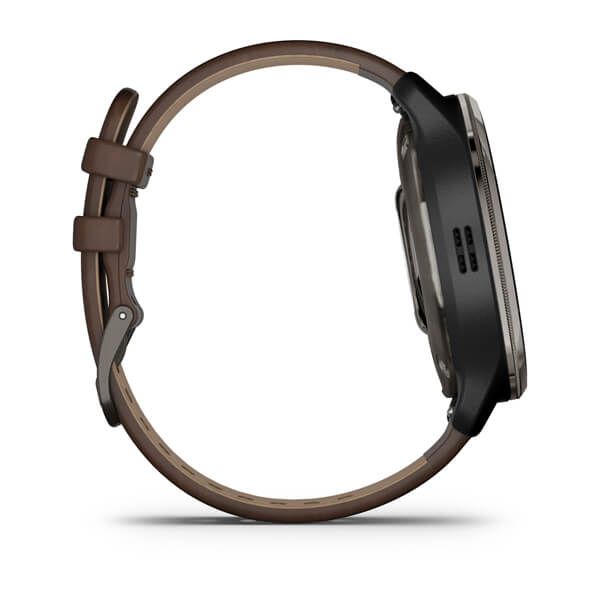 Смарт-часы Garmin Venu 2 Plus графитовые с коричневым кожаным ремешком 010-02496-15 фото