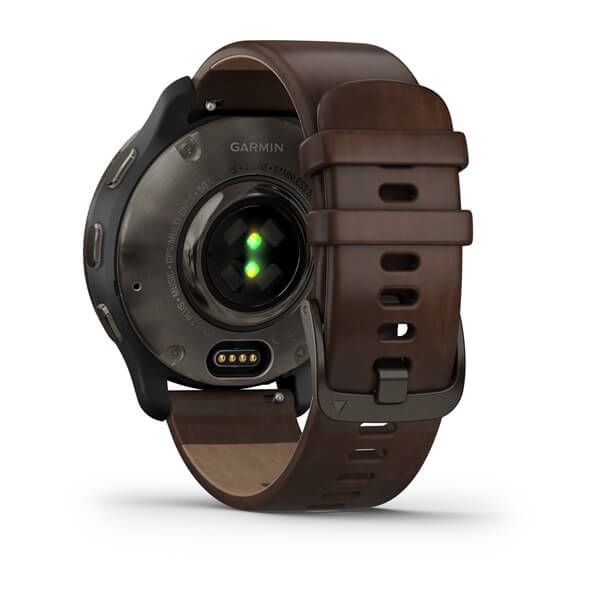 Смарт-годинник Garmin Venu 2 Plus графітовий з коричневим шкіряним ремінцем 010-02496-15 фото