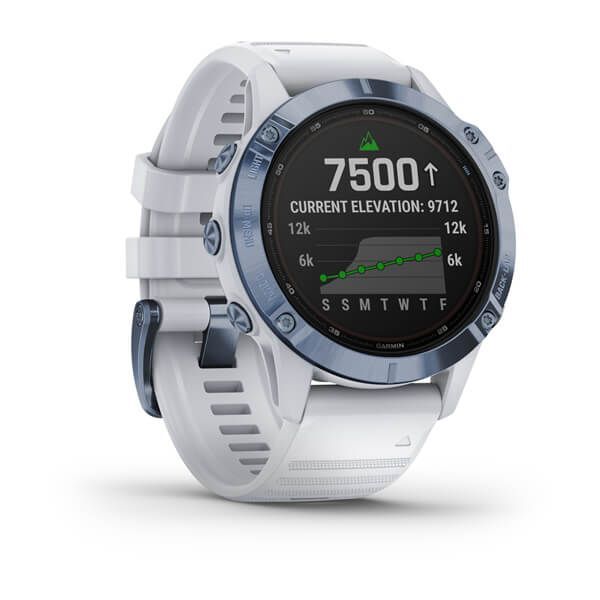 Смарт-годинник Garmin fenix 6 Pro Solar Edition мінерально-синій з білим ремінцем 010-02410-19 фото