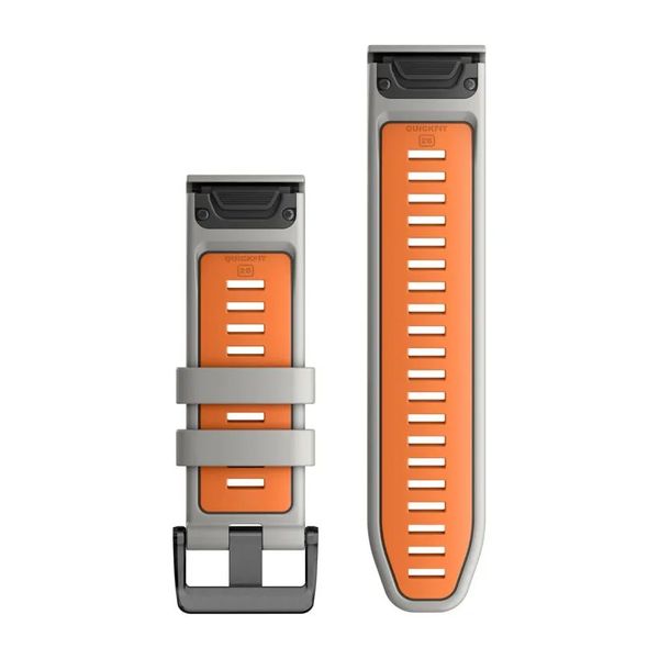 Ремешки для часов Garmin QuickFit 26 силиконовые, туманно-серые/оранжевые 010-13281-02 фото