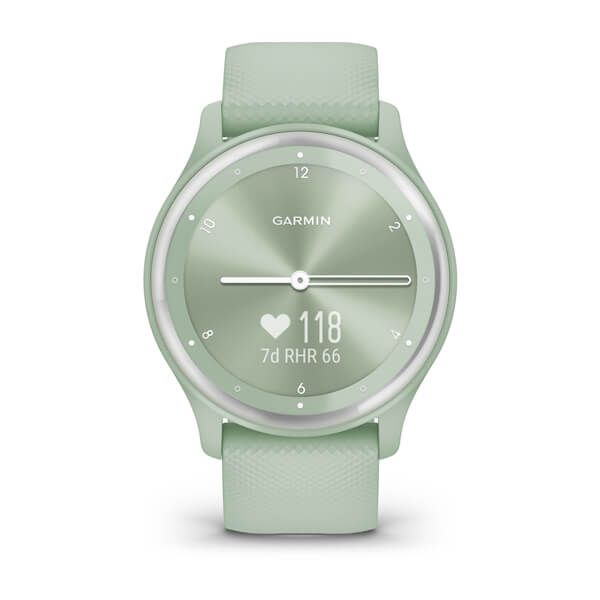 Смарт-годинник Garmin vivomove Sport кольору ментолу із силіконовим ремінцем і сріблястими вставками 010-02566-03 фото