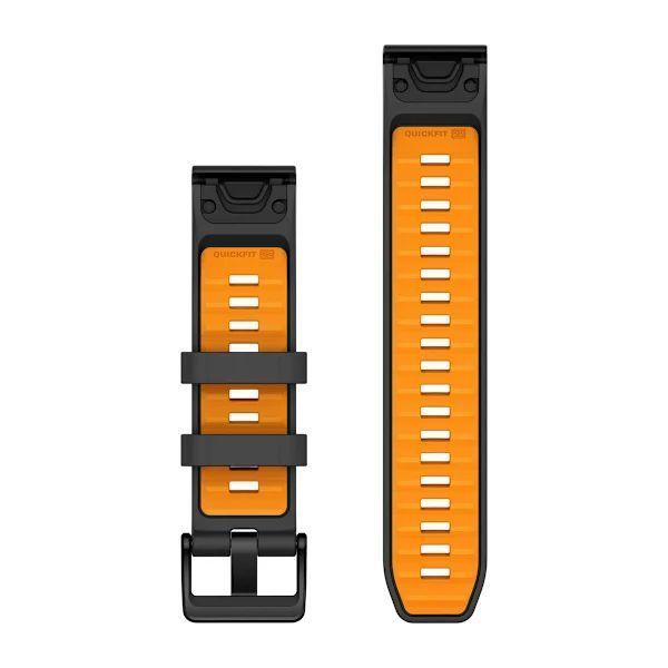 Ремешки для часов Garmin QuickFit 22 силиконовые графитовые/ярко-оранжевые 010-13392-05 фото