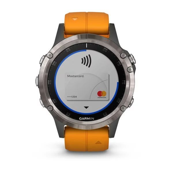 Смарт-часы Garmin fenix 5 Plus Sapphire титановые с оранжевым ремешком 010-01988-05 фото