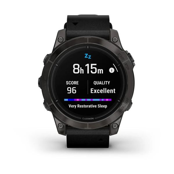 Смарт-часы Garmin epix Pro (Gen 2) Sapphire Edition (47мм) карбоново-серые титановые DLC с черным кожаным ремешком 010-02803-30 фото