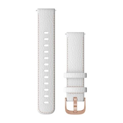 Быстросменные ремешки для смарт-часов Garmin Forerunner 255S Collection (18 мм) кожаные белые с розово-золотистой фурнитурой 010-12932-0L фото