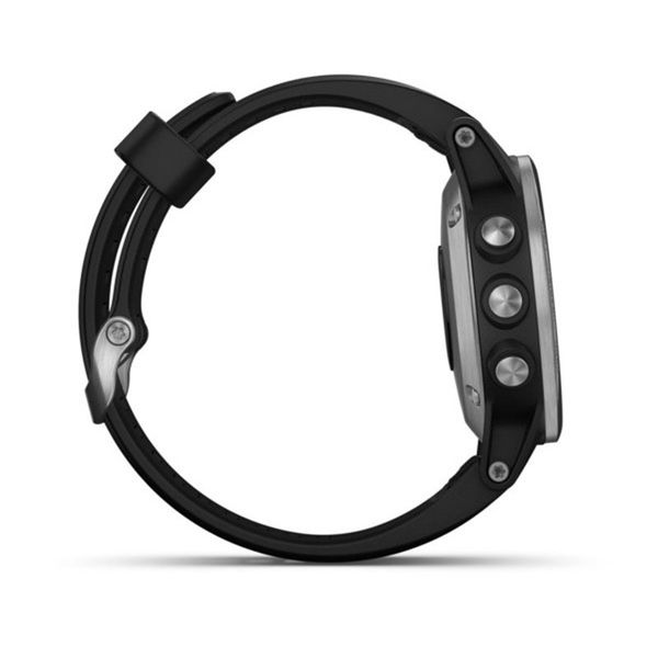 Смарт-часы Garmin fenix 5S Plus серебристо-черные с черным ремешком 010-01987-21 фото