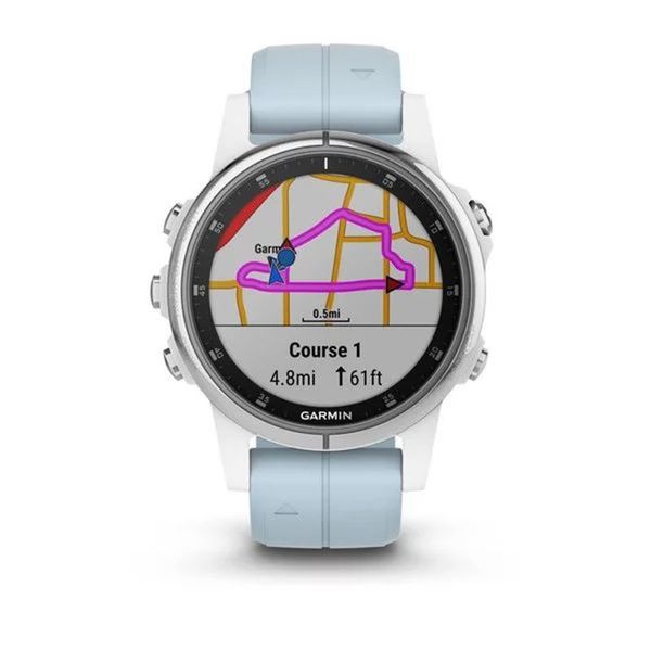 Смарт-годинник Garmin fenix 5S Plus білий з сіро-блакитним ремінцем 010-01987-23 фото