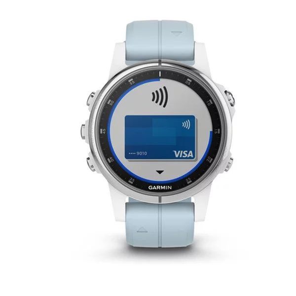 Смарт-годинник Garmin fenix 5S Plus білий з сіро-блакитним ремінцем 010-01987-23 фото