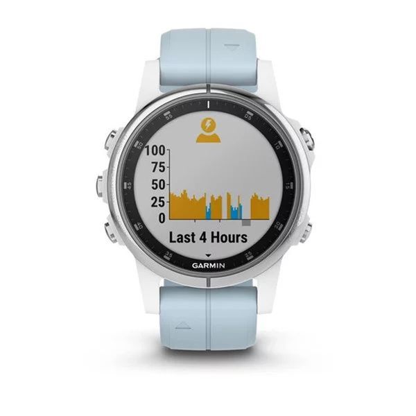 Смарт-часы Garmin fenix 5S Plus белые с серо-голубым ремешком 010-01987-23 фото