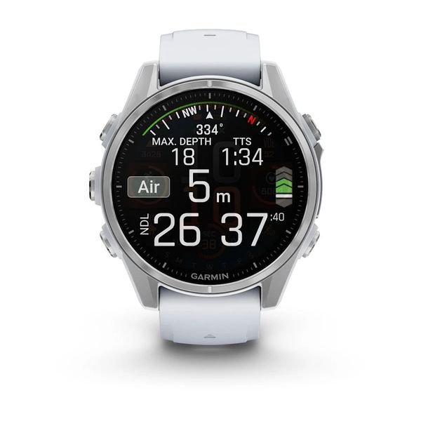 Смарт-часы Garmin fenix 8 AMOLED (43 мм) серебристый/белый камень  010-02903-00 фото