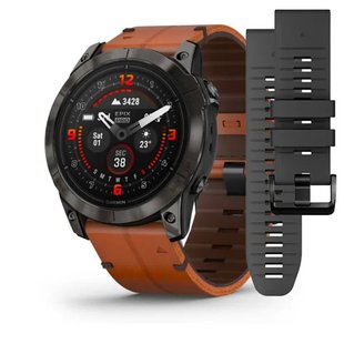 Смарт-часы Garmin epix Pro Gen 2 Sapphire Edition (51 мм) карбоново-серые титановые DLC с каштановым кожаным ремешком 010-02804-30 фото