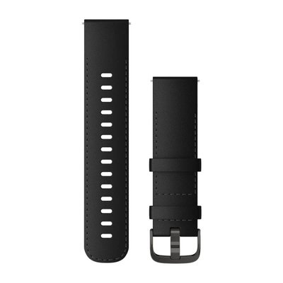 Быстросменные ремешки для смарт-часов Garmin (22мм) кожаные черные с грифельной фурнитурой 010-12932-63 фото