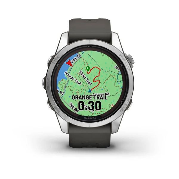 Смарт-годинник Garmin fenix 7S Pro Solar Edition сріблястий з ремінцем графітового кольору 010-02776-01 фото