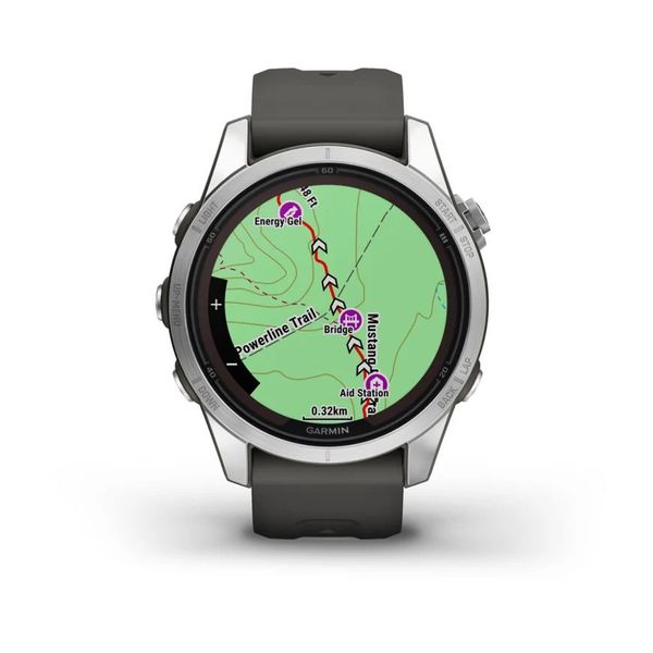 Смарт-часы Garmin fenix 7S Pro Solar Edition серебристые с ремешком графитового цвета 010-02776-01 фото