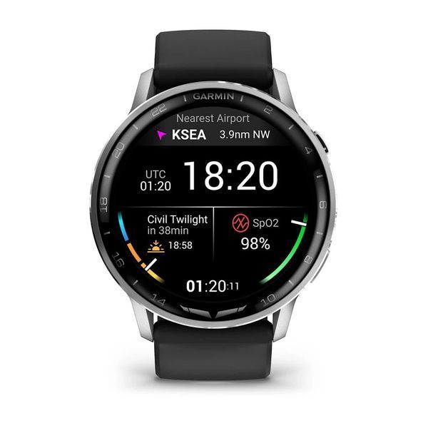 Смарт-годинник Garmin D2 Air X15 сріблястий з чорним силіконовим ремінцем 010-03014-50 фото