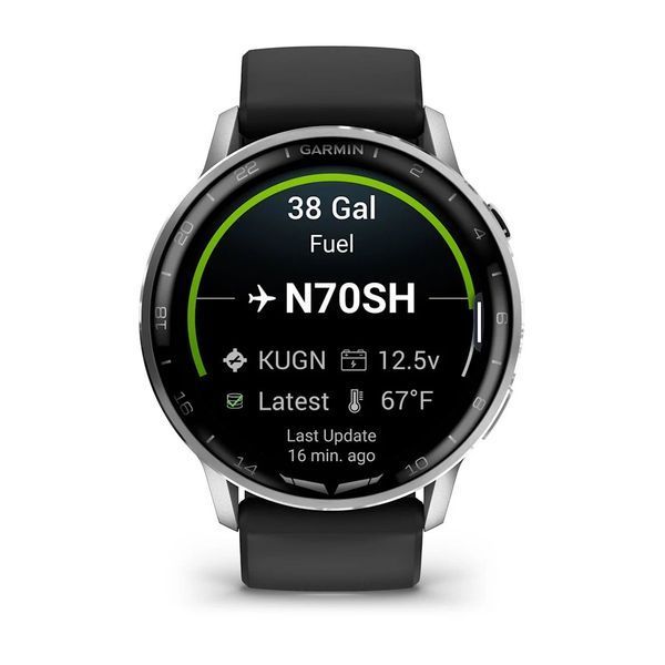 Смарт-годинник Garmin D2 Air X15 сріблястий з чорним силіконовим ремінцем 010-03014-50 фото