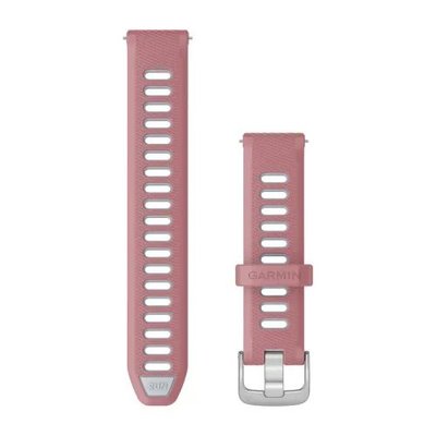 Быстросменные ремешки Garmin Forerunner 265S Collection 18мм силиконовые, розовые/белые с серебристой фурнитурой 010-11251-A5 фото