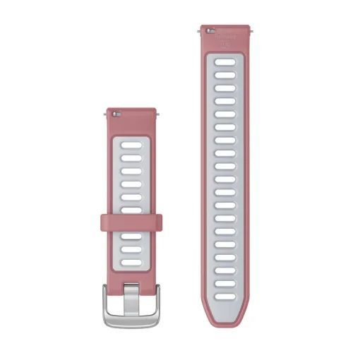 Швидкозмінні ремінці Garmin Forerunner 265S Collection (18 мм) силіконові, рожеві/білі з срібною фурнітурою 010-11251-A5 фото