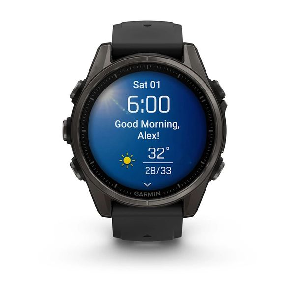 Смарт-годинник Garmin fenix 8 AMOLED (43 мм) Sapphire карбоново-сірий DLC титан чорний/гравійно-сірий  010-02903-21 фото