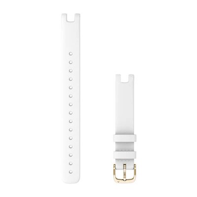 Ремінці для годинника Garmin Lily з італійської шкіри (14 мм) білі з кремово-золотистою фурнітурою (великі) 010-13068-A6 фото
