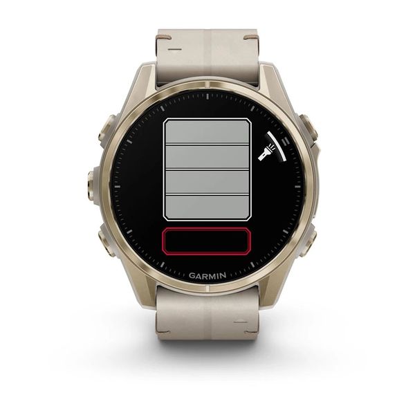 Смарт-годинник Garmin fenix 8 AMOLED (43 мм) Sapphire золотистий/вапняково-сірий шкіряний ремінець ексклюзив 010-02903-40 фото