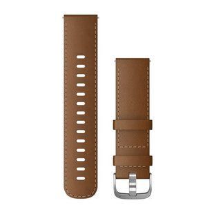 Быстросменные ремешки Garmin из итальянской кожи (22 мм) коричневые с серебристой фурнитурой 010-12932-24 фото