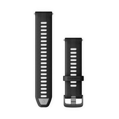 Сменные ремешки для смарт-часов Garmin Forerunner (22 мм) силиконовые, черные/серые с грифельной фурнитурой 010-11251-9Y фото