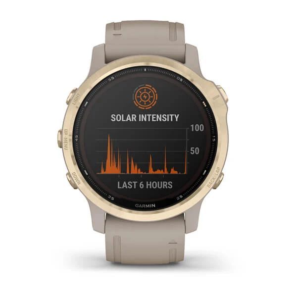 Смарт-часы Garmin fenix 6S Pro Solar Edition светло-золотистые с песочным ремешком 010-02409-11 фото
