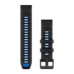 Ремінці для годинника Garmin QuickFit 22 силіконові, чорні/сині 010-13392-09 фото