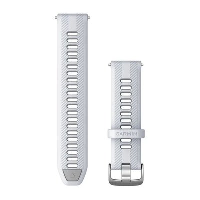 Сменные ремешки для смарт-часов Garmin Forerunner (22 мм) силиконовые, белые/серые с серебристой фурнитурой 010-11251-9Z фото