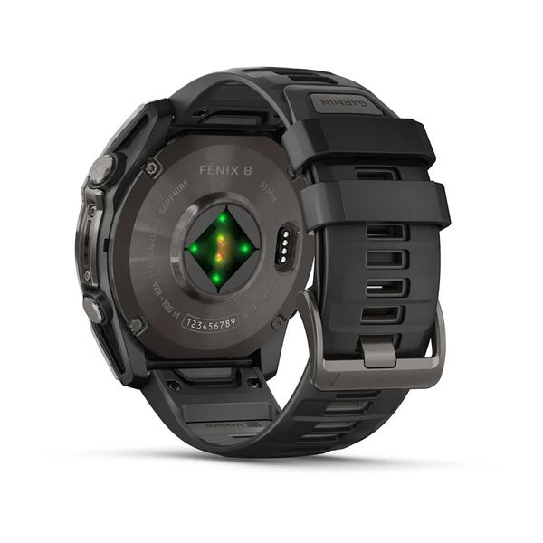 Смарт-годинник Garmin fenix 8 AMOLED (51 мм) Sapphire карбоново-сірий DLC чорний/гравійно-сірий 010-02905-21 фото