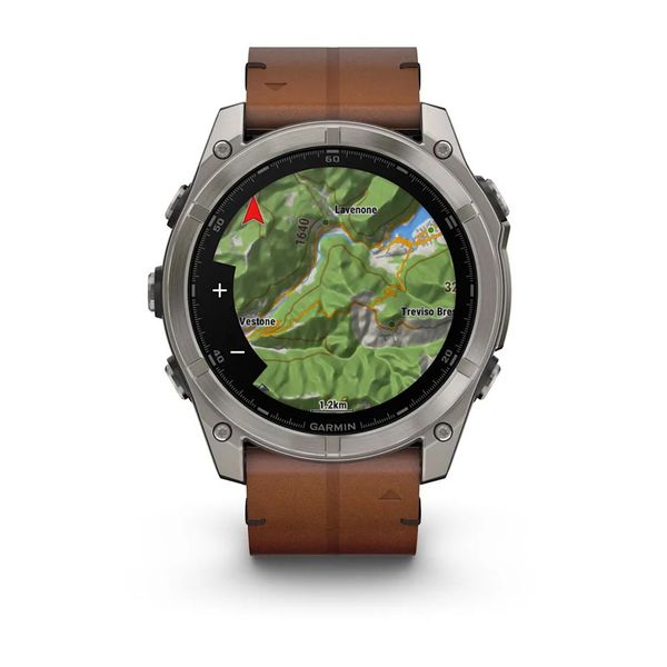 Смарт-часы Garmin fenix 8 AMOLED (51 мм) Sapphire карбоново-серый DLC с каштановым кожаным ремешком 010-02905-40 фото