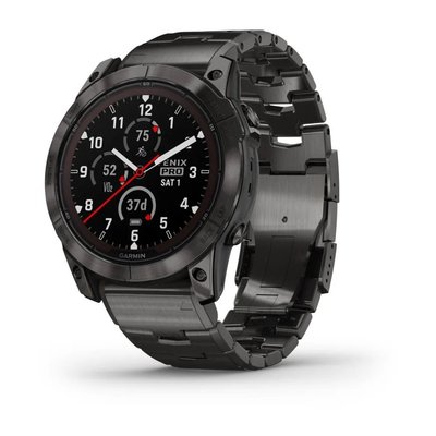 Смарт-часы Garmin fenix 7X Pro Sapphire Solar Edition карбоново-серые титановые DLC с титановым вентилируемым браслетом 010-02778-30 фото