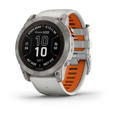 Смарт-часы Garmin fenix 7X Pro Sapphire Solar Edition титановые с туманно-серым/темно-оранжевым ремешком 010-02778-15 фото