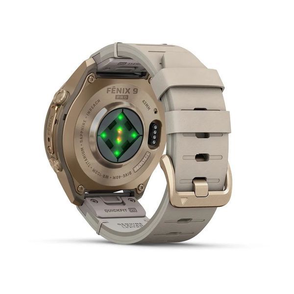 Смарт-годинник Garmin fenix 9 Pro (43 мм) inReach осінньо-золотистий титан/слонова кістка зі шкіряним ремінцем 010-04335-41 фото